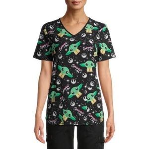 Baby Yoda Women’s Scrub Top New Disney Star Wars